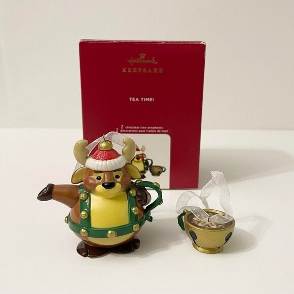 2020 Hallmark Keepsake Christmas Ornaments Tea Time Reindeer and Teapot - Picture 1 of 16